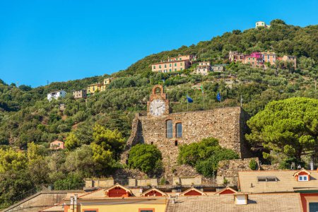 Photo for Ancient castle of the Bonassola village (XVI century), La Spezia, Liguria, Italy, Europe. The function of this castle was to defend against pirate attacks from the Ligurian sea (Mediterranean sea). - Royalty Free Image