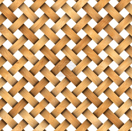 Photo for 3D illustration of a braided wooden background isolated on white background. - Royalty Free Image