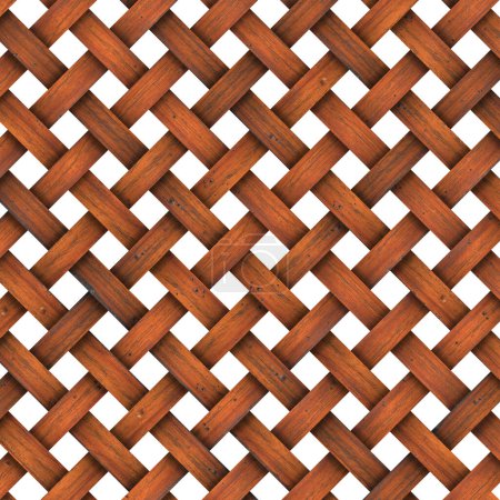 Photo for 3D illustration of a braided brown wooden background isolated on white background. - Royalty Free Image