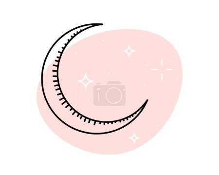 Illustration for Crescent with stars on light pink background. Moon sign. Vector eps isolated astrology isolated symbol - Royalty Free Image