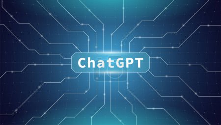 Ilustración de Banner vectorial moderno ChatGPT. Chatbot alimentado por IA que utiliza la tecnología OpenAI GPT y el concepto de inteligencia general artificial para una comunicación digital perfecta. Ilustración EPS - Imagen libre de derechos
