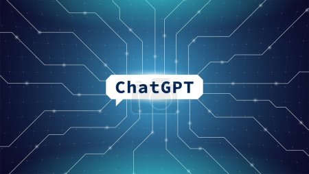 Téléchargez les illustrations : ChatGPT réseau neuronal algorithme de traitement du langage naturel chat bot vecteur eps bannière. Technologie de chatbot OpenAI GPT. Concept d'intelligence générale artificielle - en licence libre de droit