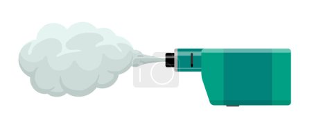 Illustration for Vape pen hipster equipment for smoking. Electronic cigarette with smoke cloud. Hipster accessory e-cigarette for vaping. Vaporizer fume smoking vector eps isolated illustration - Royalty Free Image
