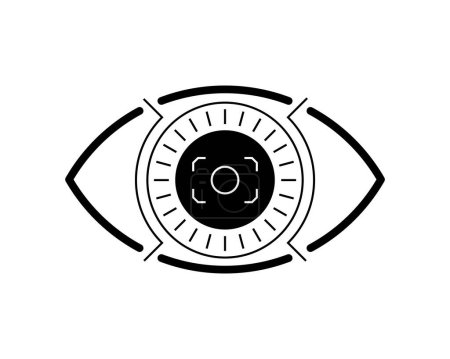 Illustration for HUD retinal recognition biometric ID scan icon concept. User eye verification symbol. Person optic identity security digital sign. Human retina identification. Authorization interface eps design - Royalty Free Image