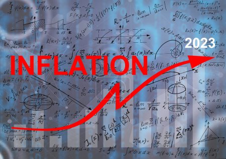 Téléchargez les photos : Inflation, impôt, flux de trésorerie et un autre concept financier. axée sur la diminution de la valeur de l'argent. contexte du graphique des taux d'inflation en hausse 2023 ans. - en image libre de droit