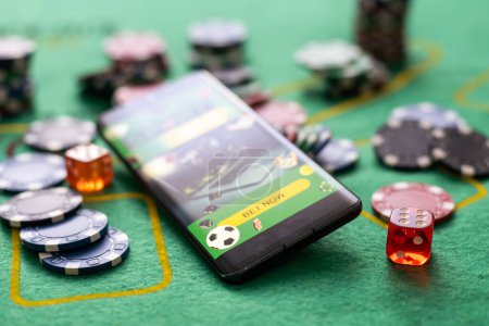 smartphone sports betting casino on the background
