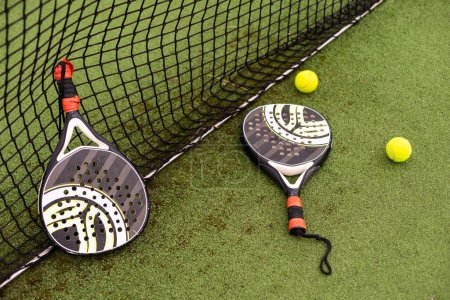 Photo for Paddle tennis objects and court - Royalty Free Image