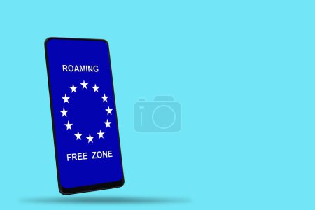 Téléchargez les photos : Itinérance Zone Euro Libre. SMS, appels et utilisation d'Internet sans frais d'itinérance dans la zone euro. Photo conceptuelle - en image libre de droit