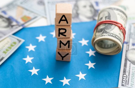Photo for Army pay - cube with letters, sign with wooden cubes. High quality photo - Royalty Free Image