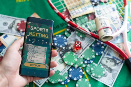Photo for Sports betting app in a mobile phone screen. High quality photo - Royalty Free Image