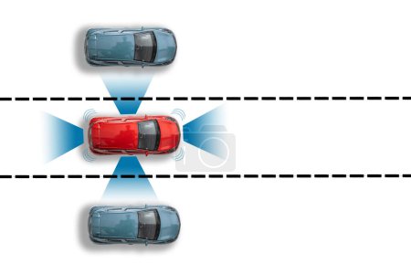 Téléchargez les photos : Système de télédétection de voiture autonome de sécurité. Photo de haute qualité - en image libre de droit