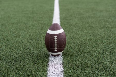 Photo for Football on Yardage Marker. Low Angle. Horizontal View. High quality photo - Royalty Free Image