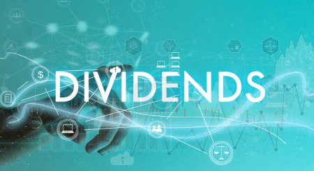 Photo for Business man drawing dividends on the virtual screen. Abstract background, . High quality photo - Royalty Free Image