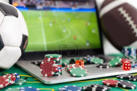 Watch a live sports event on your mobile device. Betting on football matches. High quality photo