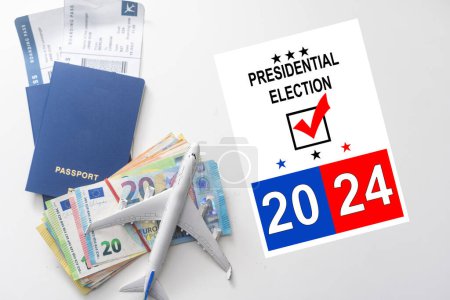 Foto de Elecciones presidenciales de Estados Unidos 2024. Fondo de bandera americana. ilustración. Foto de alta calidad - Imagen libre de derechos