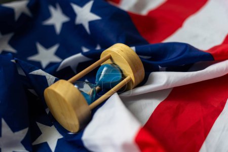 Sand-glass in the American flag. High quality photo