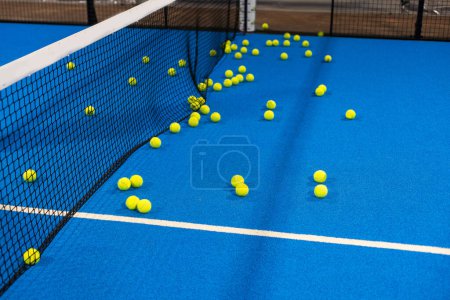tennis padel balls in court . High quality photo