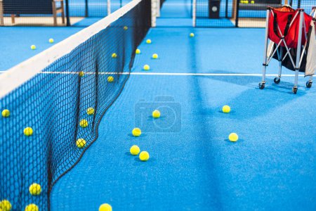 tennis padel balls in court . High quality photo
