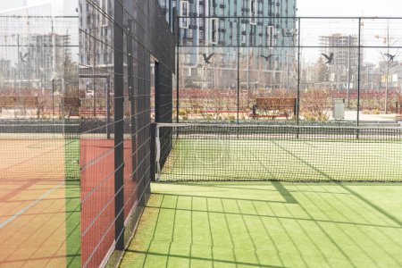 View of multi-functional sports area with tennis courts. High quality photo