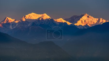 Photo for View of Snow clad Kangchenjunga, at the time of Sunrise. - Royalty Free Image