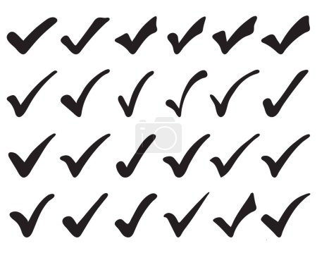 Ilustración de Comprobar icono de marca elementos aislados sobre fondo blanco. Icono de marca negra. Marca de confirmación. - Imagen libre de derechos