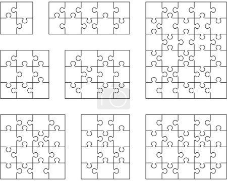 Illustration for Illustration of eight different white puzzles, separate pieces - Royalty Free Image