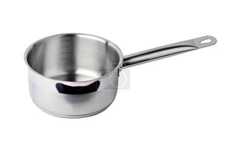 Stainless steel cooking pot, isolated on white background
