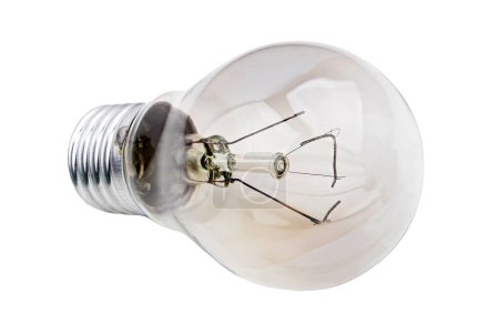 Burned incandescent light bulb, isolated on white background