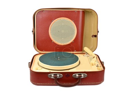 Vintage vinyl player, isolated on white background