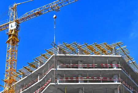 Photo for New building construction site work with tower cranes - Royalty Free Image