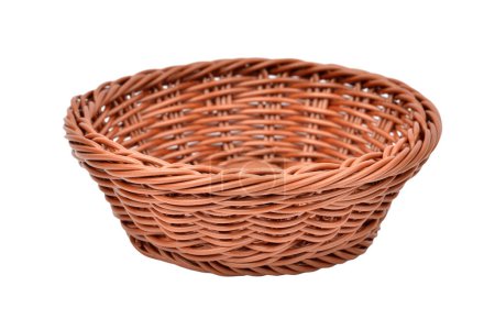 Photo for Wickered plastic basket, isolated on white background - Royalty Free Image