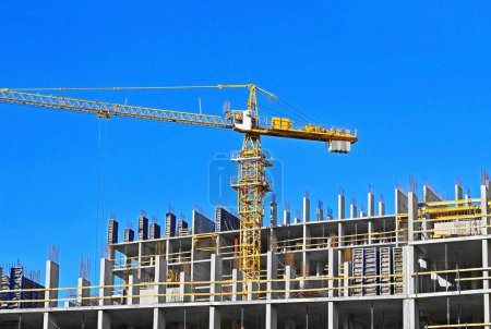 Photo for Construction site with framework and blue sky - Royalty Free Image