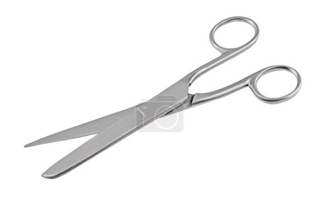 Universal steel scissors, isolated on white background