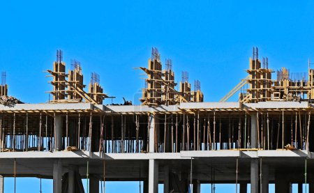 Photo for Construction site with formwork and blue sky - Royalty Free Image