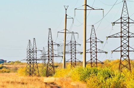 Rural high voltage transmission line in Moldova