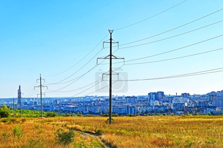 High voltage transmission line near Chisinau, Moldova