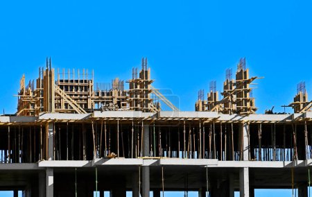 Photo for Construction site with formwork and blue sky - Royalty Free Image