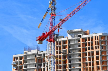 Photo for Multistage construction site with crane and sky - Royalty Free Image