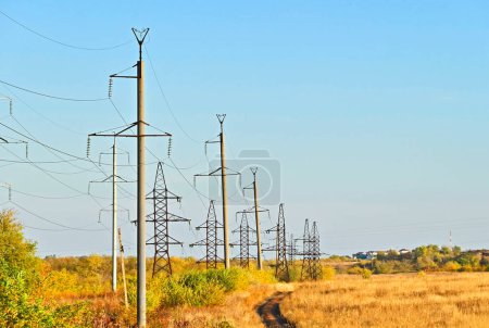 Rural high voltage transmission line in Moldova