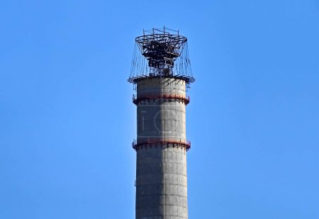 Photo for Chimney of thermal power plant (TES) in Chisinau, Moldova - Royalty Free Image