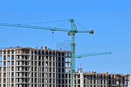 Photo for Building construction site work with tower cranes - Royalty Free Image