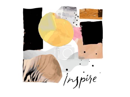 Illustration for Inspire ink word abstract print for apparel, poster, fashion design. Vector artsy texture and handwritten saying. - Royalty Free Image