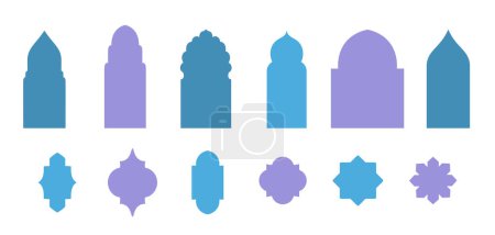 Illustration for Islamic door and window shape silhouette, vector illustration, arab culture design elements and symbols - Royalty Free Image