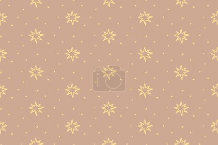 Ilustración de Estrellas blancas sobre fondo de papel kraft, textura perfecta para envolver regalos, patrón gráfico de vetor estrellado infantil abstracto. - Imagen libre de derechos