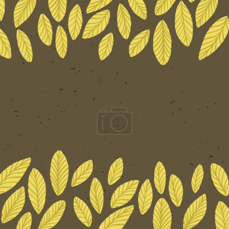 Illustration for Green leaves frame, top and bottom border. Simple vector leaf on dark green background. Natural plant texture - Royalty Free Image