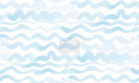 Illustration for Blue wavy watercolor lines, seamless pattern of waves. Subtle freehand abstract texture for paper, fabric and see inspired designs. Vector painted brushstrokes background - Royalty Free Image