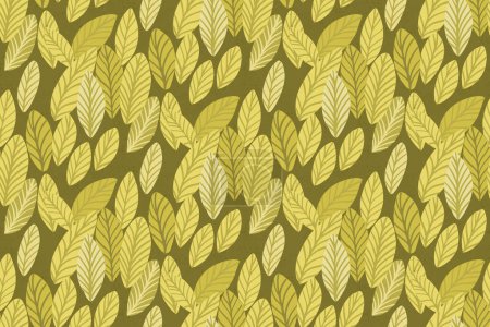 Illustration for Leaf pattern, green leaves random seamless pattern, vector illustration for background. - Royalty Free Image