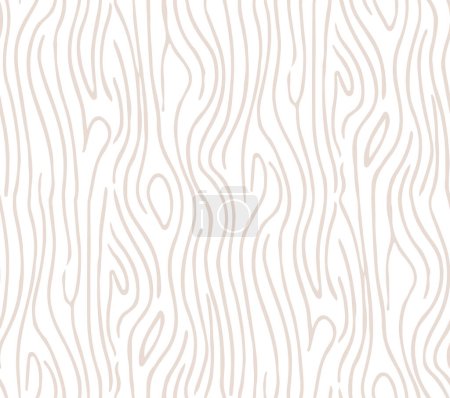 Téléchargez les illustrations : Texture linéaire en bois, lignes beiges sur fond blanc, motif vectoriel sans couture - en licence libre de droit