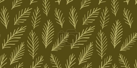 Illustration for Christmas green pine paper pattern. Christmas tree branches background, minimalist modern gift wrapping paper design. - Royalty Free Image