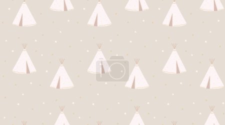 Illustration for Kids teepee pattern, cute seamless background for wallpaper in nursery room, gender neutral design. - Royalty Free Image